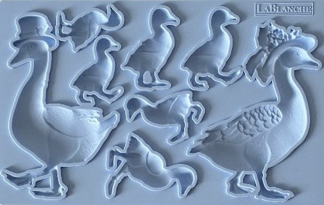LaBlanche Family of Geese silicone mould with adult geese and goslings