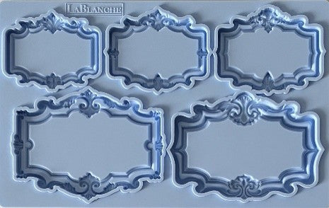 LaBlanche Signs silicone mould with ornate plaque and label shapes