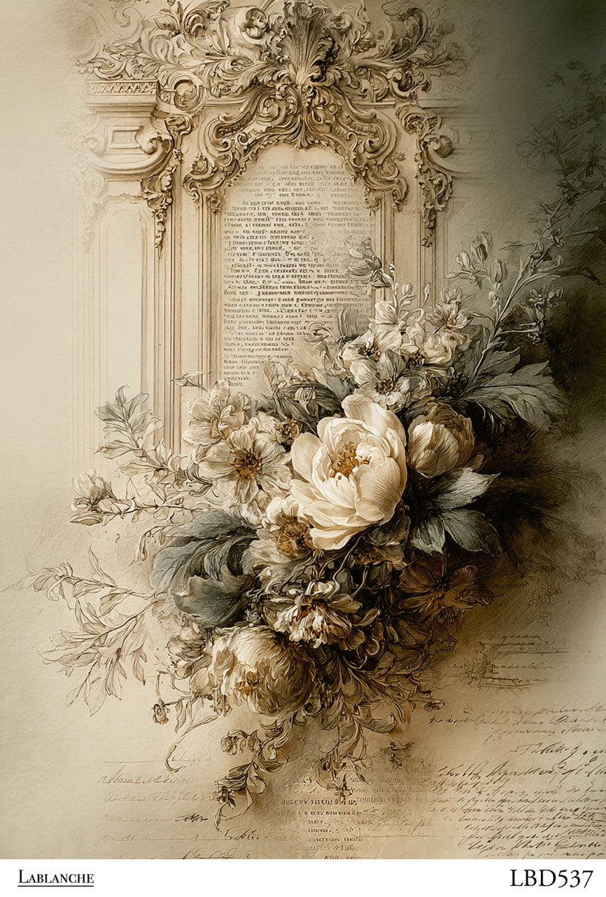 LaBlanche Baroque Floral Script A4 rice paper