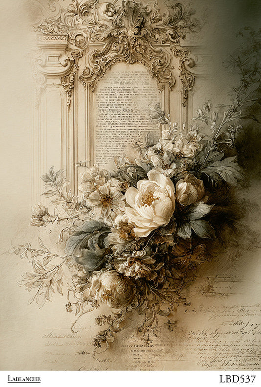 LaBlanche Baroque Floral Script A4 rice paper