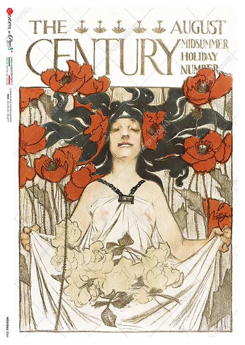 Paper Designs Rice Paper The Century Poppies Nouveau 0044 A4