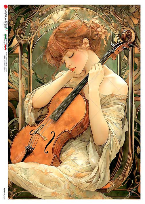 Paper Designs Mucha Inspired Violinist Rice Paper