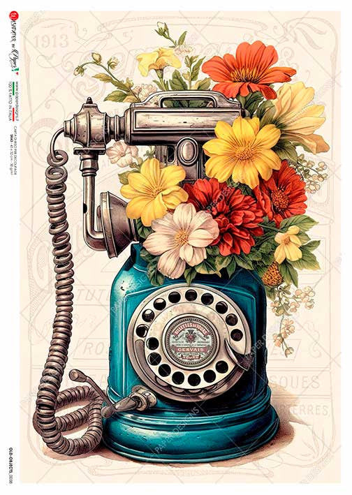 Paper Designs Old School Floral Telephone Rice Paper