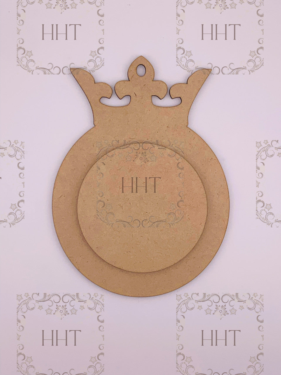 MDF Crown Ornament with Center Overlay, 2 pieces
