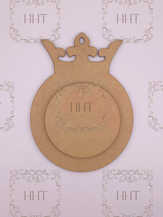 MDF Crown Ornament with Center Overlay, 2 pieces