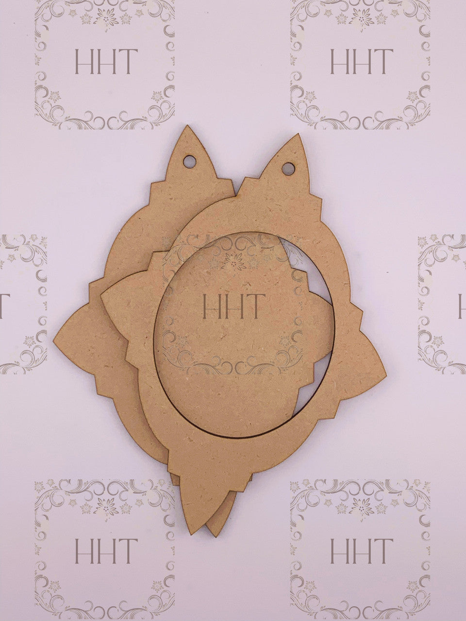 MDF Ornament Star with Overlay Frame, 2 pieces