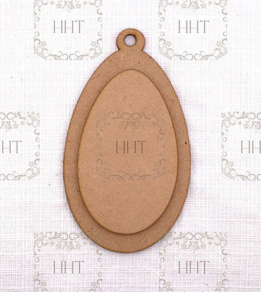 Handcrafted Holiday Traditions MDF Easter Egg Ornament w/ Center Overlay 2 pc