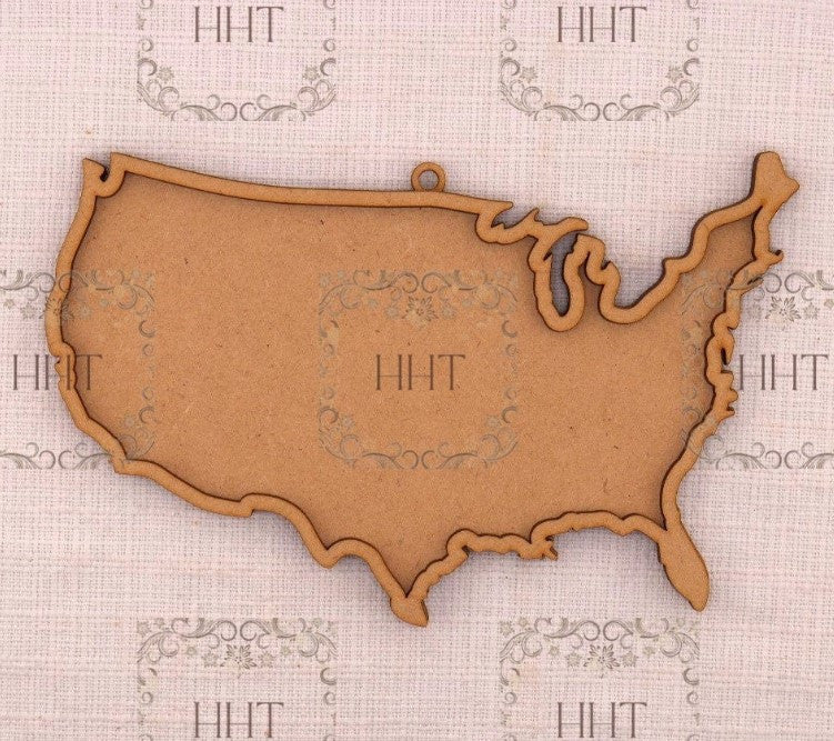 HHT MDF Small USA Ornament Decoupage Base