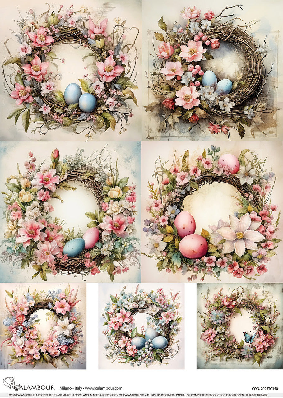 Calambour Spring 2025 A3 Rice Paper Spring Seven Easter Wreaths