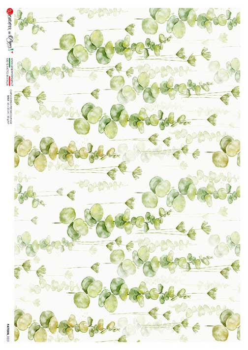 Paper Designs Rice Paper Green Eucalyptus PD PATTERN 0221