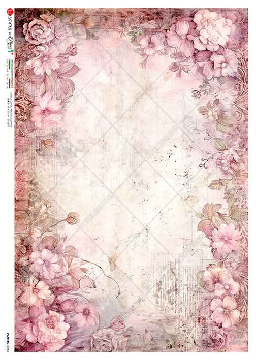 Paper Designs Pink Floral Journal Page A4 Rice Paper