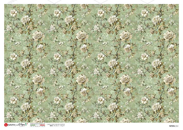 Paper Designs Sage and White Florals Rice Paper