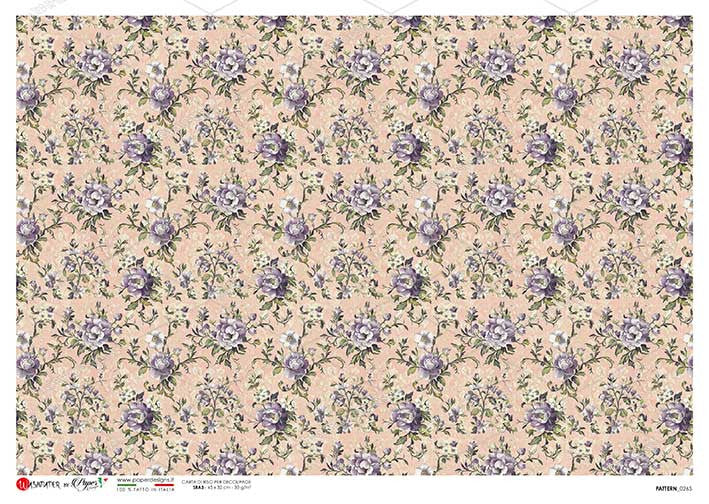 Paper Designs Peach and Purple Small Florals Rice Paper