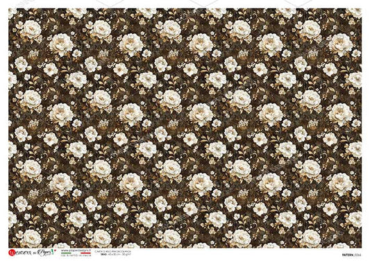 Paper Designs Brown and White Small Florasl Rice Paper