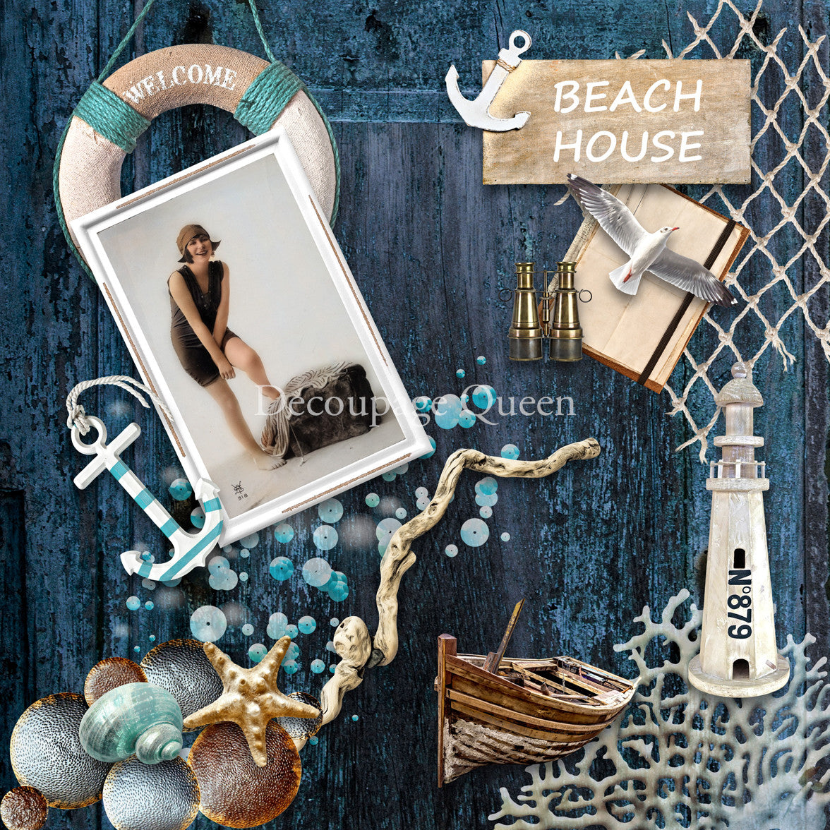 Decoupage Queen Seaside Greetings Scrapbook Set