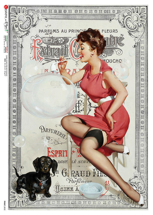 Paper Designs Lady with Dachusund PINUP 0032