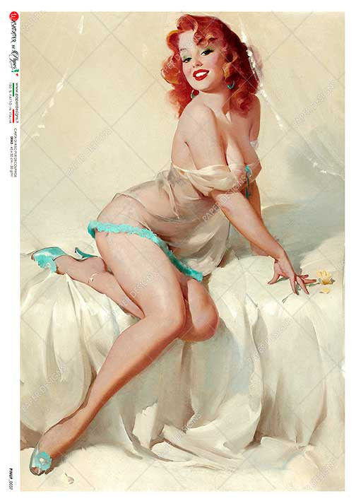 Paper Designs Rice Paper Gorgeous Redhead Pinup 0037