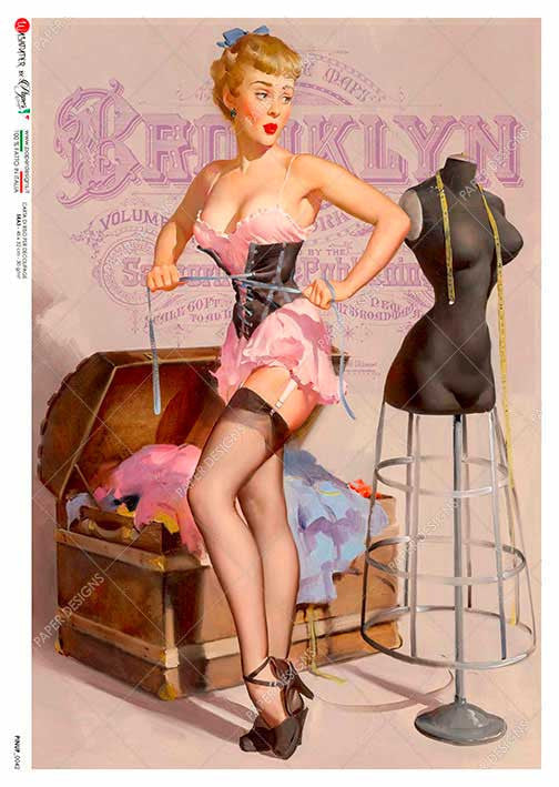 Paper Designs Trying on Corsets Pinup Rice Paper