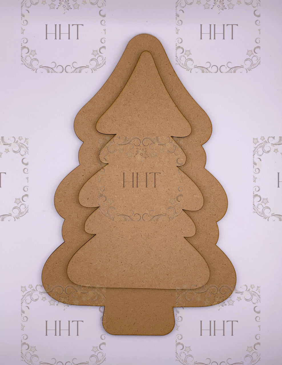 Handcrafted Holiday Traditions Christmas Tree with Overlay MDF Base