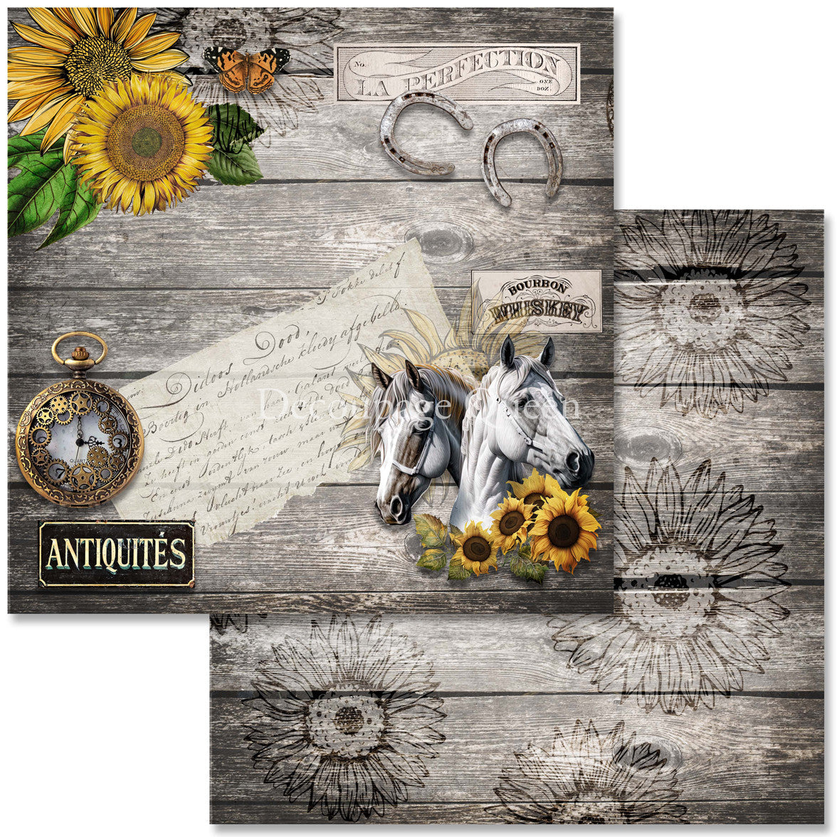 Decoupage Queen Sunflower Ephemera Scrapbook Set