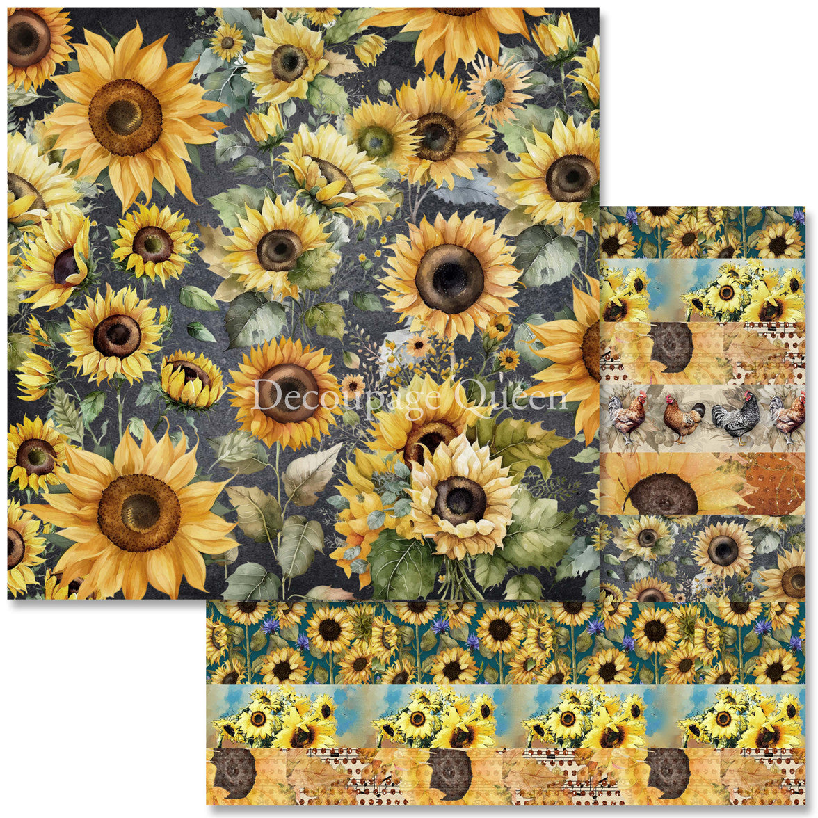 Decoupage Queen Sunflower Ephemera Scrapbook Set