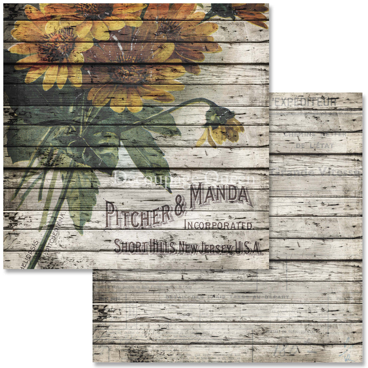 Decoupage Queen Sunflower Ephemera Scrapbook Set
