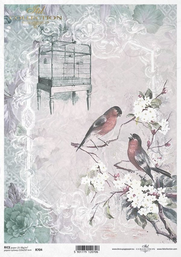 ITD Rice Paper Birds with Cage A4