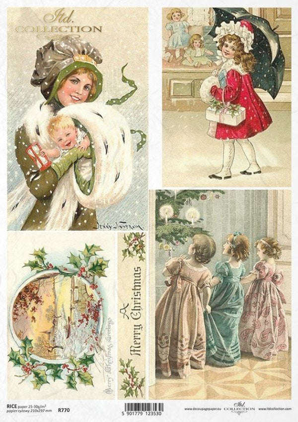 ITD Collection Christmas Retro Rice Paper A4 R0770