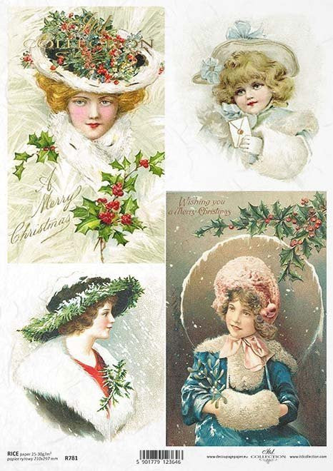 ITD Collection Vintage Winter Ladies Scenes R0781