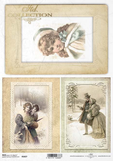 ITD Collection Ice Skaters Winter Rice Paper