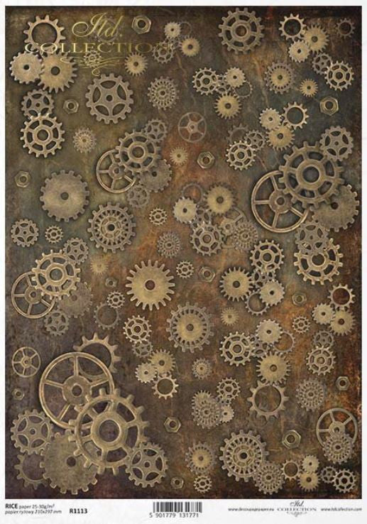 ITD Collection Steampunk Gears Rice Paper A4