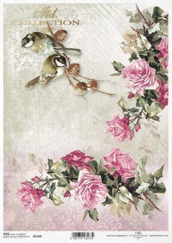ITD Collection Two Birds with Pink Roses