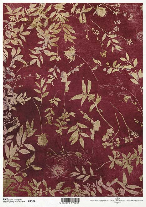 ITD Collection Burgundy with Gold Leaves