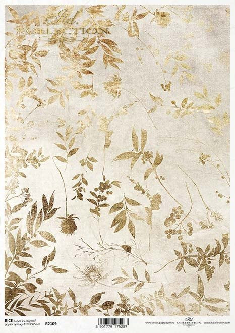 ITD Collection Gold Leaves on Ivory