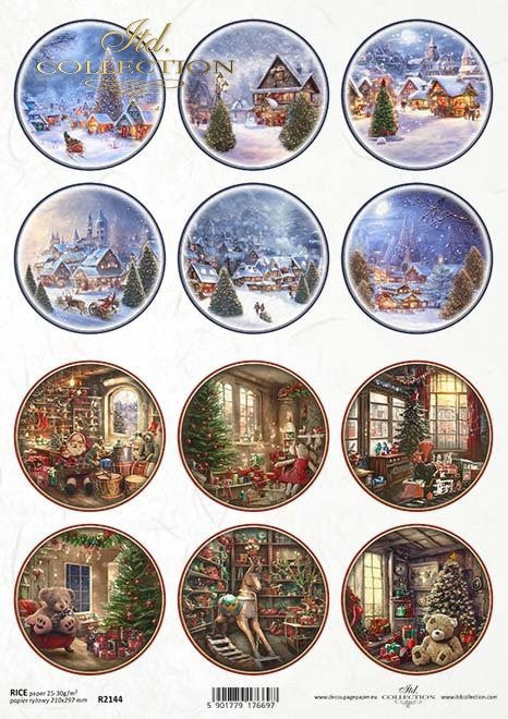ITD Collection Miniature Christmas Village Scenes Rice Paper
