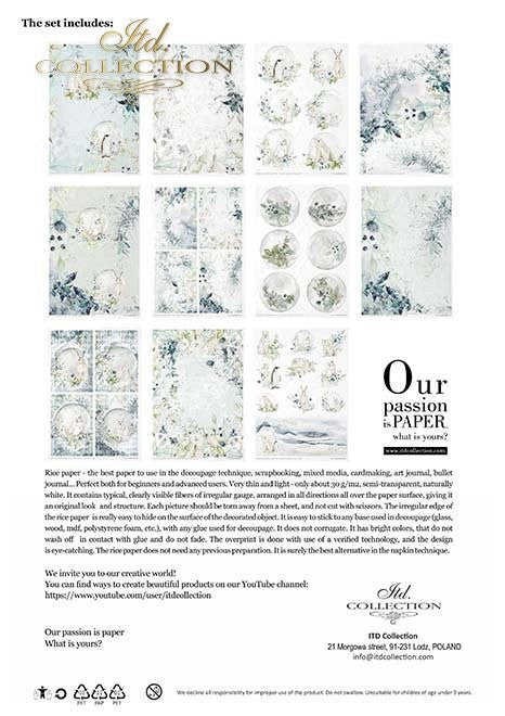 ITD Collection Rice Paper Pack of 11 A4 The World of Ice Porcelain