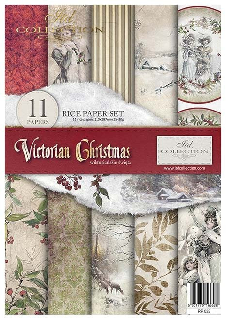 ITD Collection Rice Paper Pack of 11 Victorian Christmas