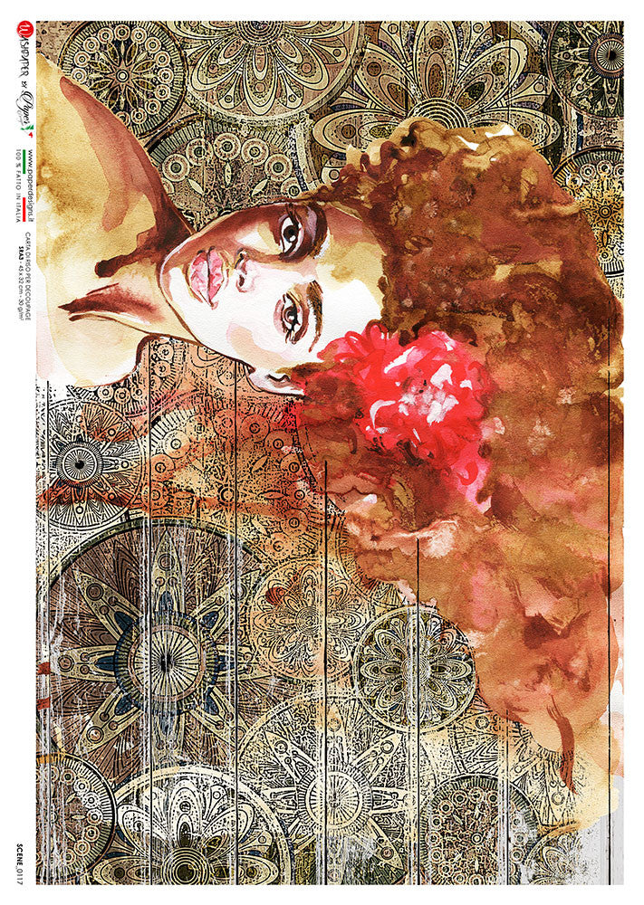 Paper Designs Fire Hair Portrait Scene 0117