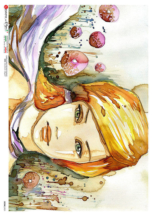 Paper Designs Blonde Watercolor Portrait Scene 0121