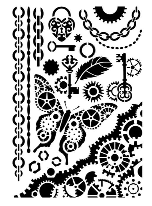 Calambour Stencil Steampunk Butterfly