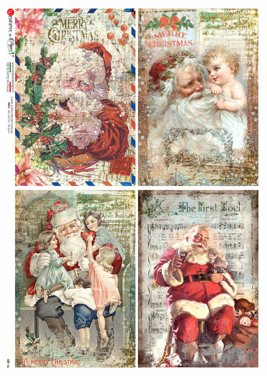 Paper Designs Vintage Santa Greetings II Rice Paper