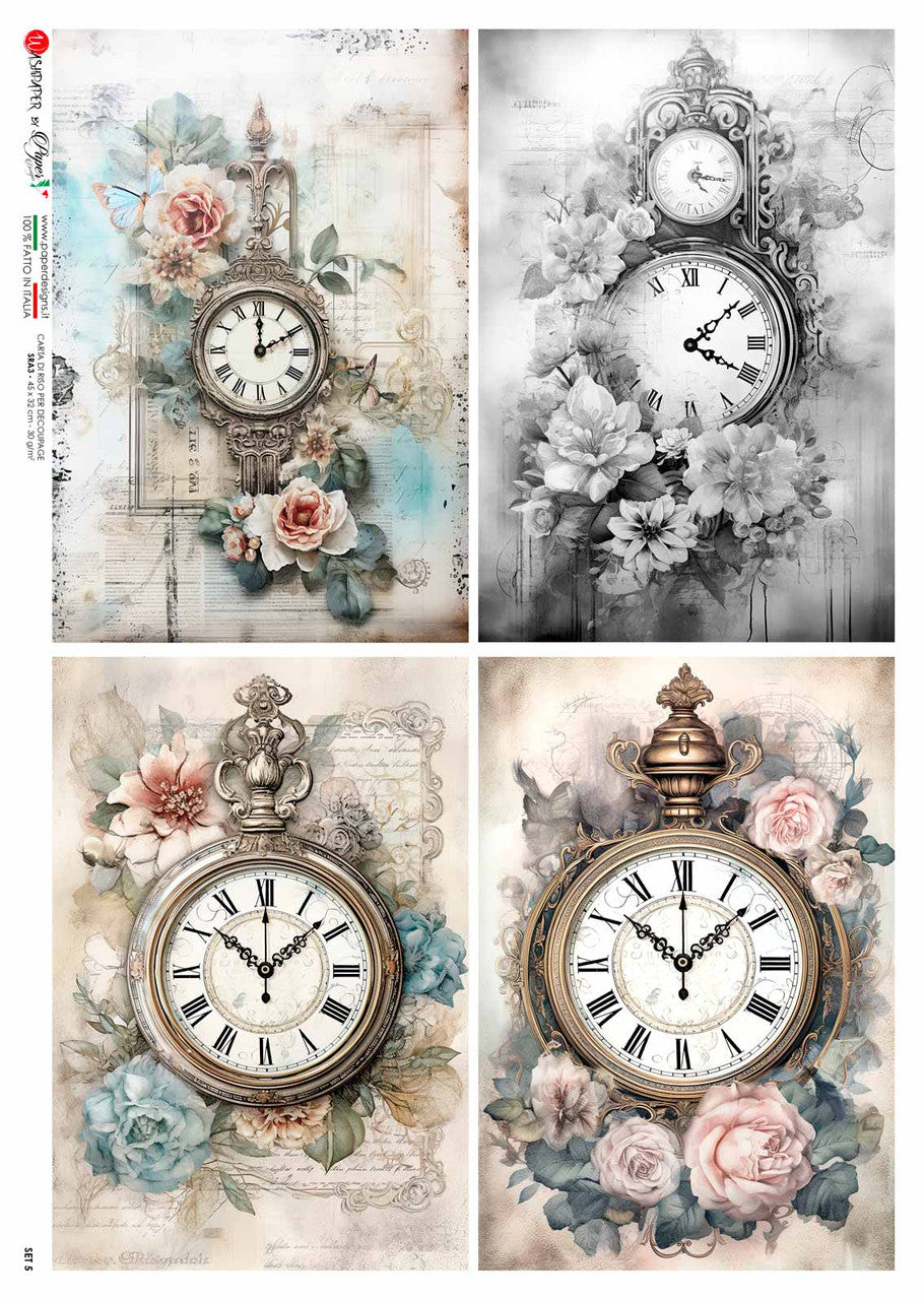 Paper Designs Four Clocks Four Pack Rice Paper