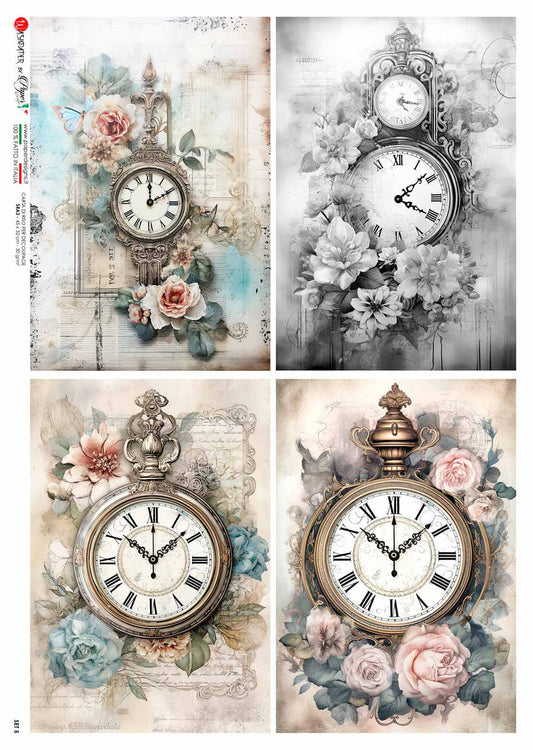 Paper Designs Four Clocks Four Pack Rice Paper