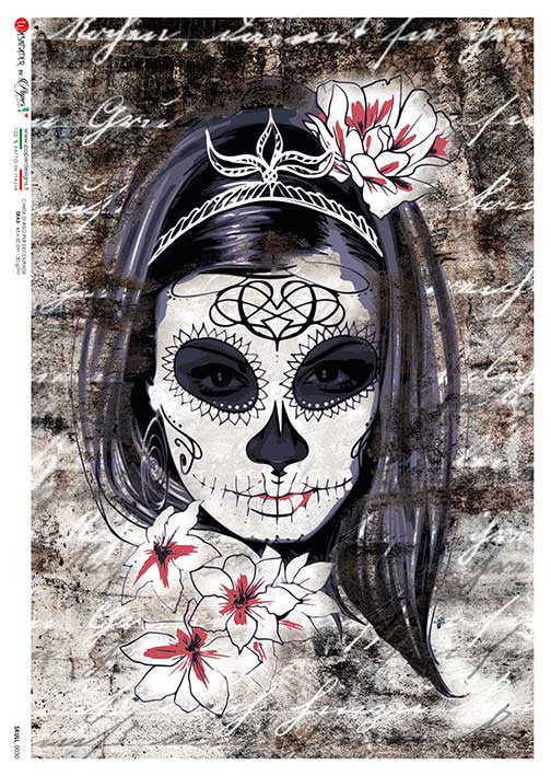 Paper Designs Rice Paper Dia de los Meurtos Skull PD SKULL 0030
