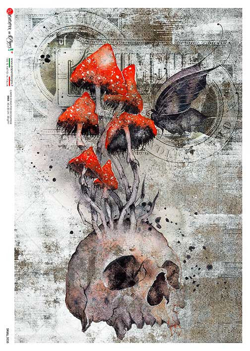 Paper Designs Skull with Mushrooms