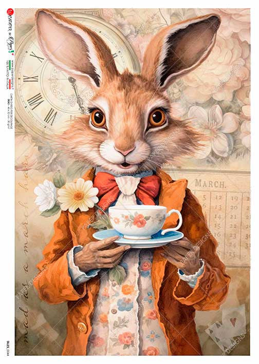 Paper Designs Rabbit with his Tea Rice Paper