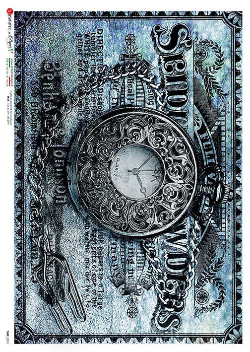 Paper Designs Rice Paper Clock Timepiece Blue PD TIME 0031