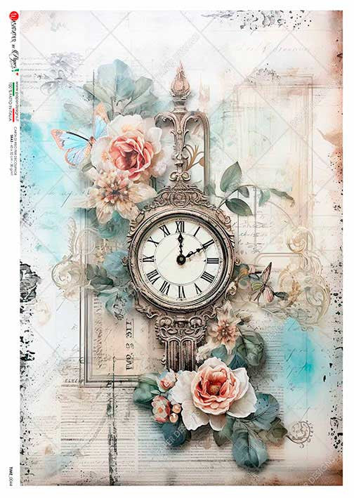 Paper Designs Baroque Clock Collage Rice Paper