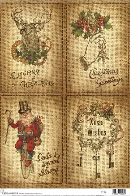 Calambour 4 Pack Burlap Christmas Wishes Rice Paper
