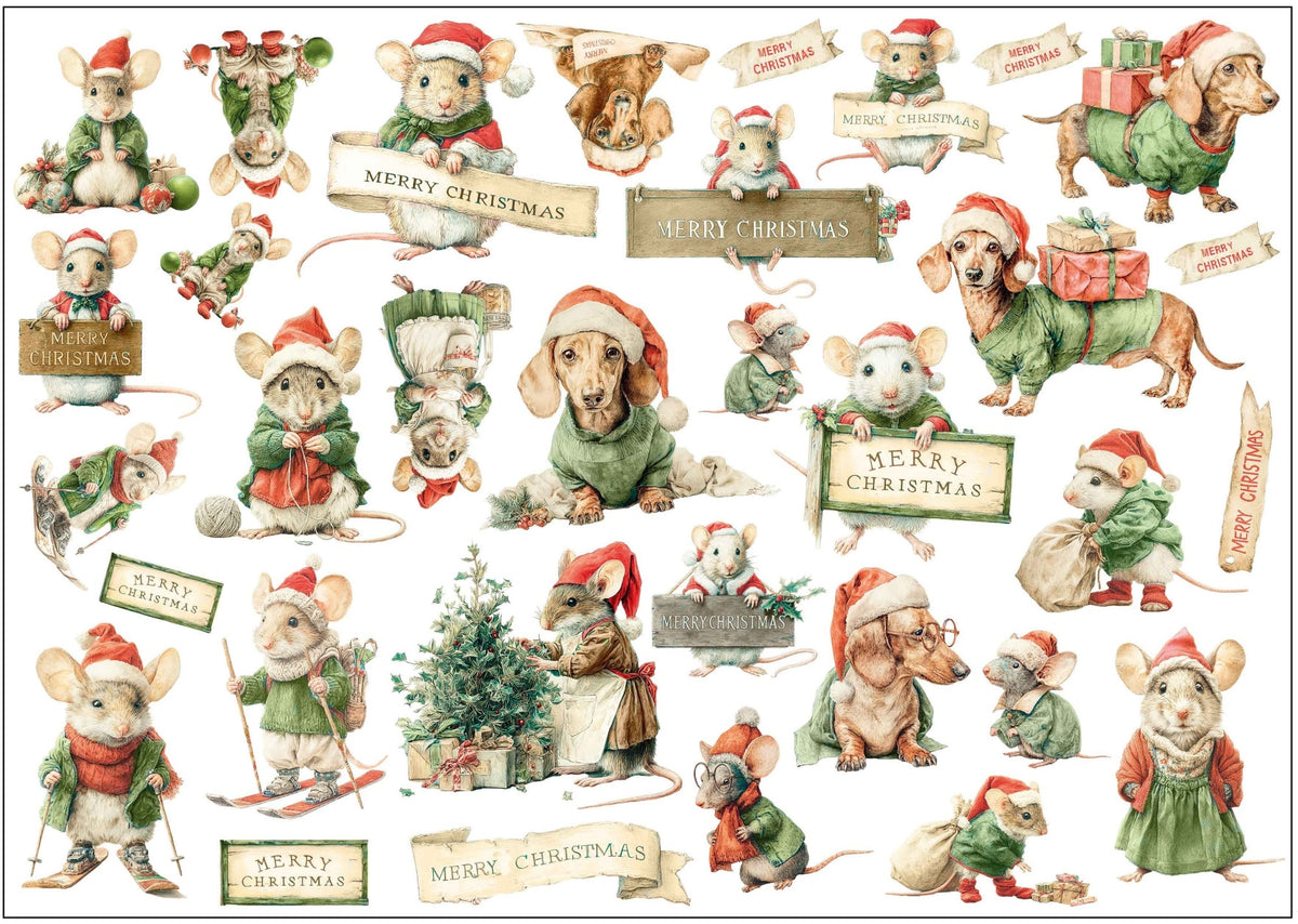 Lablanche Christmas Pups Rice Paper + Transfer Set